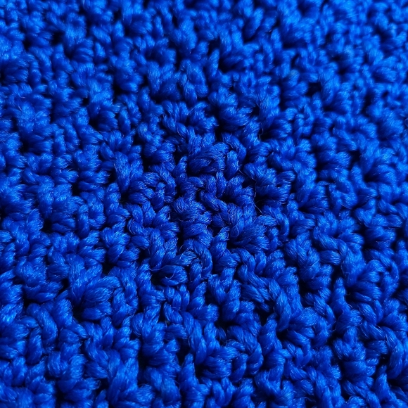 Vintage Crochet 1970s Handmade Knit Unique Royal Blue Hobo Bag Purse - Picture 6 of 9